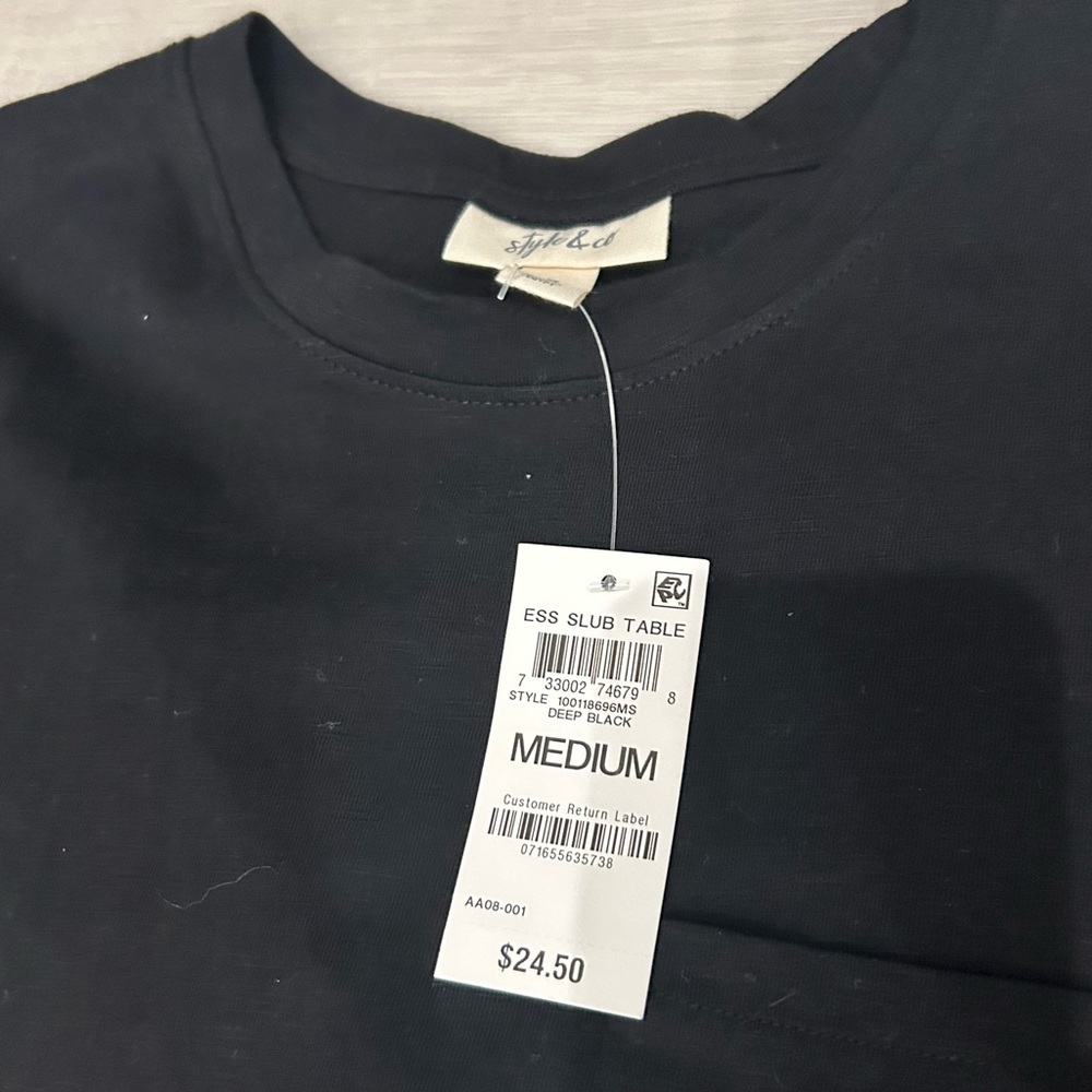 NWT Style & Co Women’s Black Tshirt - Picture 3 of 4